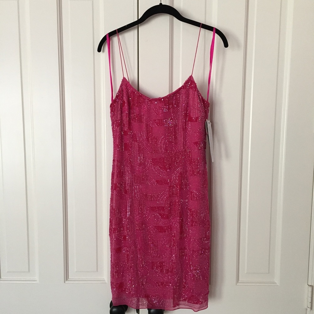 Aidan Mattox Pink Beaded Cocktail Dress